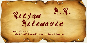 Miljan Milenović vizit kartica